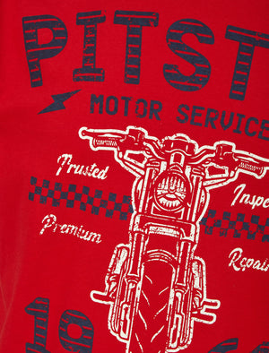 Pitstop Motif Cotton Jersey T-Shirt in Barados Cherry - South Shore