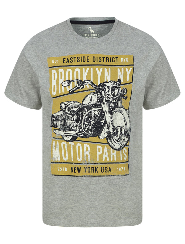 Eastside Motif Cotton Jersey T-Shirt in Light Grey Marl - South Shore