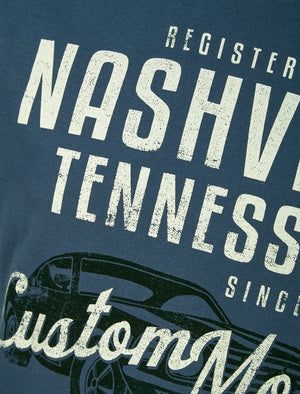 Nash Car Motif Cotton Jersey T-Shirt in Vintage Indigo - South Shore