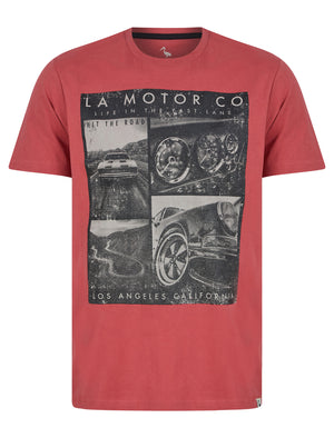 La Motor Co Motif Cotton Jersey T-Shirt in Garnet Rose - South Shore