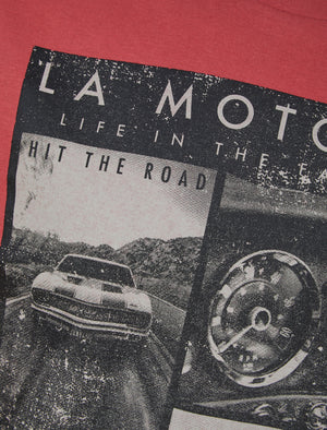 La Motor Co Motif Cotton Jersey T-Shirt in Garnet Rose - South Shore