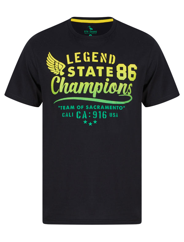 State Champs Motif Cotton Jersey T-Shirt in Jet Black - South Shore