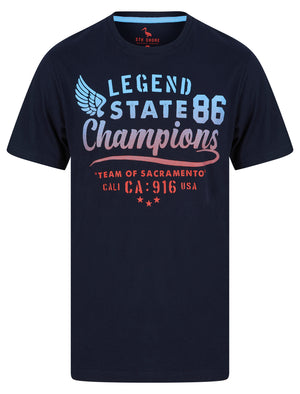 State Champs Motif Cotton Jersey T-Shirt in Sky Captain Navy - South Shore