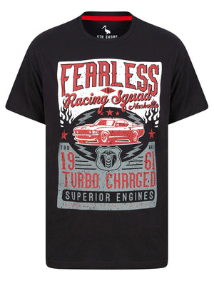 Fearless Motif Cotton Jersey T-Shirt in Jet Black - South Shore