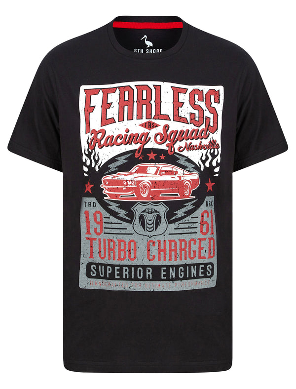 Fearless Motif Cotton Jersey T-Shirt in Jet Black - South Shore