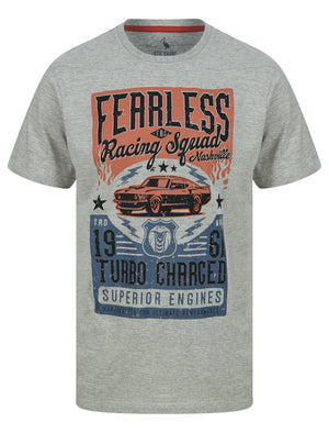 Fearless Motif Cotton Jersey T-Shirt in Light Grey Marl - South Shore