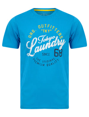 Cohutta Motif Cotton Jersey T-Shirt in Blithe Blue - Tokyo Laundry