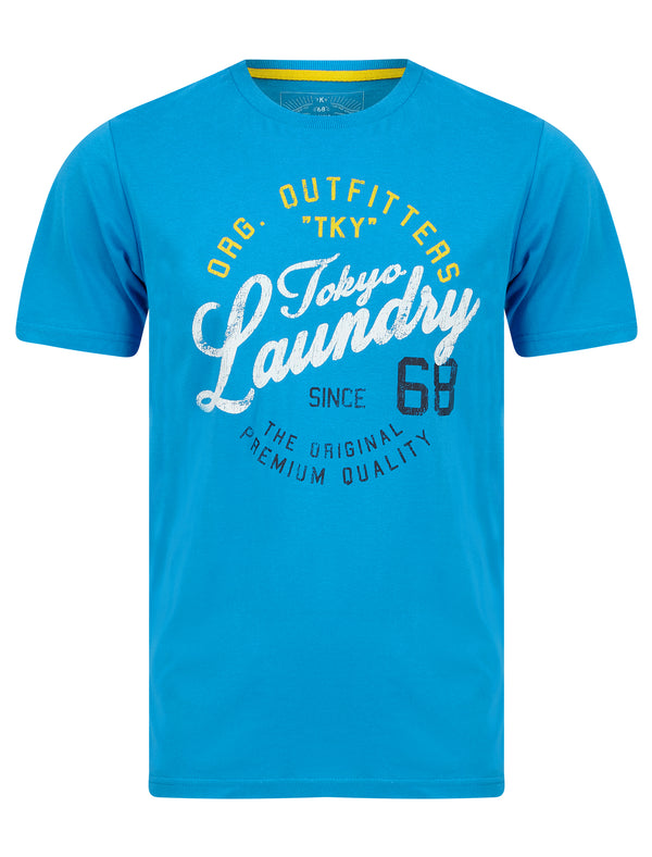 Cohutta Motif Cotton Jersey T-Shirt in Blithe Blue - Tokyo Laundry