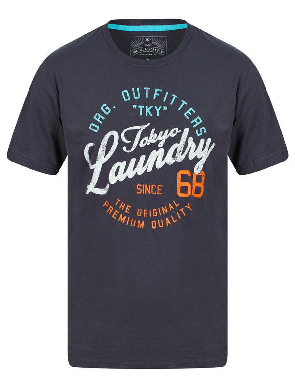 Cohutta Motif Cotton Jersey T-Shirt in Blue Nights - Tokyo Laundry