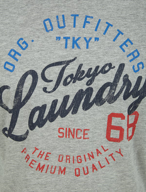 Cohutta Motif Cotton Jersey T-Shirt in Light Grey Marl - Tokyo Laundry