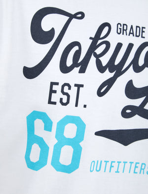 Cleverland Motif Cotton Jersey T-Shirt in Optic White - Tokyo Laundry