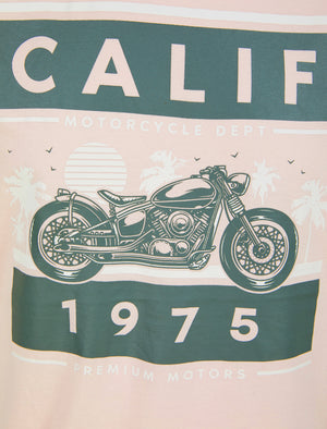 Calif Bike Motif Cotton Jersey T-Shirt in Chalk Pink - South Shore