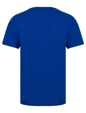 Palm Beach Motif Cotton Jersey T-Shirt in Sea Surf Blue - South Shore