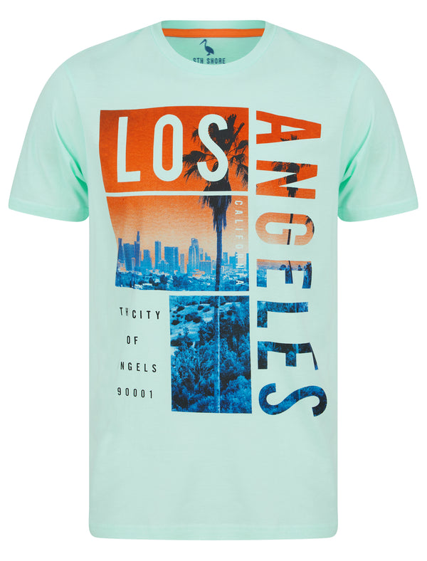 Cutout Motif Cotton Jersey T-Shirt in Blue Glow - South Shore