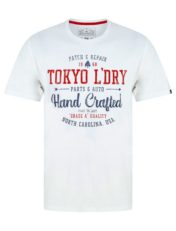 Folsom Motif Cotton Jersey T-Shirt in Optic White - Tokyo Laundry