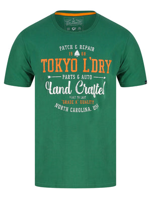 Folsom Motif Cotton Jersey T-Shirt in Posy Green - Tokyo Laundry