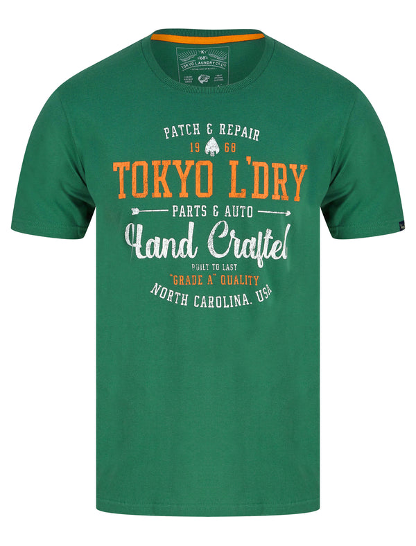 Folsom Motif Cotton Jersey T-Shirt in Posy Green - Tokyo Laundry