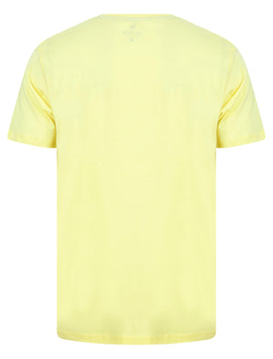 Beach Tour Motif Cotton Jersey T-Shirt in Pastel Yellow - South Shore