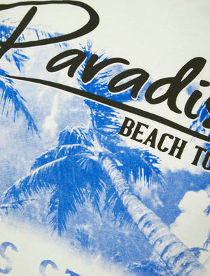 Beach Tour Motif Cotton Jersey T-Shirt in Snow White - South Shore