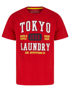 Oakdale Motif Cotton Jersey T-Shirt in Barados Cherry - Tokyo Laundry