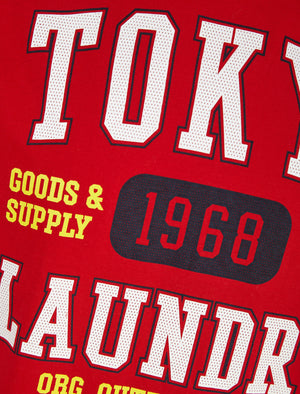 Oakdale Motif Cotton Jersey T-Shirt in Barados Cherry - Tokyo Laundry