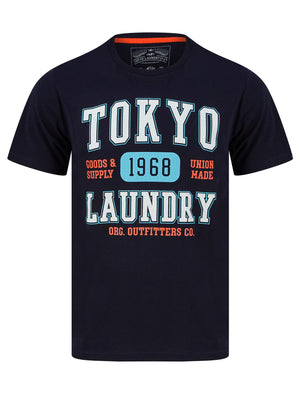 Oakdale Motif Cotton Jersey T-Shirt in Sky Captain Navy - Tokyo Laundry