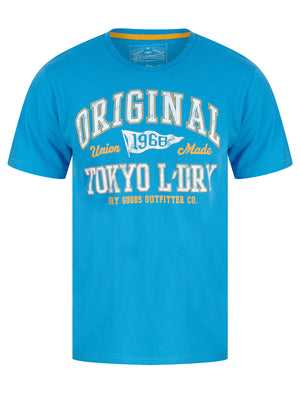 Rockwood Motif Cotton Jersey T-Shirt in Blithe Blue - Tokyo Laundry