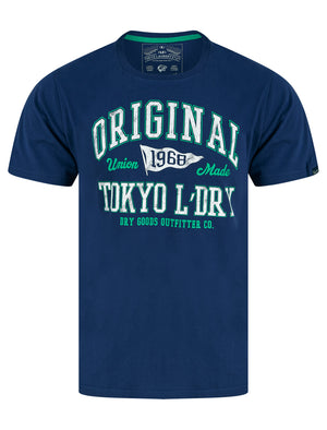 Rockwood Motif Cotton Jersey T-Shirt in Medieval Blue - Tokyo Laundry