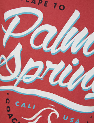 Palm Springs Motif Cotton Jersey T-Shirt in Garnet Rose - South Shore