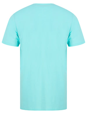 Palm Springs Motif Cotton Jersey T-Shirt in Limpet Shell Blue - South Shore