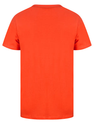 Wave Breakers Motif Cotton Jersey T-Shirt in Hot Coral - South Shore