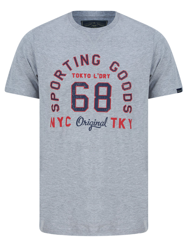 Sporting Goods Motif Cotton Jersey T-Shirt in Light Grey Marl - Tokyo Laundry