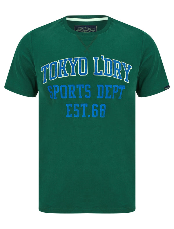 Sports Dept Applique Motif Cotton Jersey T-Shirt in Dark Green - Tokyo Laundry