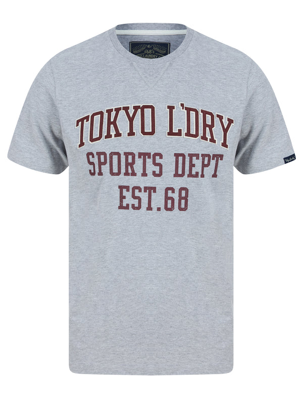 Sports Dept Applique Motif Cotton Jersey T-Shirt in Light Grey Marl - Tokyo Laundry