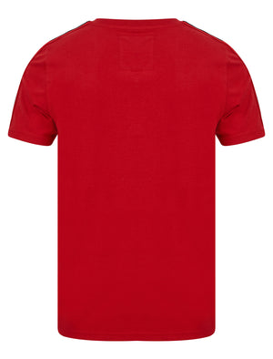 Taper Stripe Sleeve Cotton T-Shirt in Barados Cherry - Tokyo Laundry