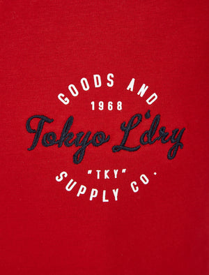 Taper Stripe Sleeve Cotton T-Shirt in Barados Cherry - Tokyo Laundry