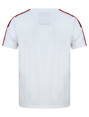 Taper Stripe Sleeve Cotton T-Shirt in Optic White - Tokyo Laundry