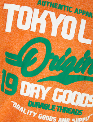 Batter Motif Cotton Jersey Grindle T-Shirt in Orange - Tokyo Laundry