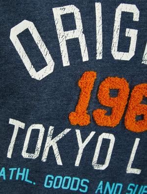 OG Tokyo Motif Cotton T-Shirt in Sky Captain Navy Marl - Tokyo Laundry