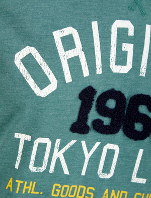 OG Tokyo Motif Cotton T-Shirt in Spruce Green Marl - Tokyo Laundry