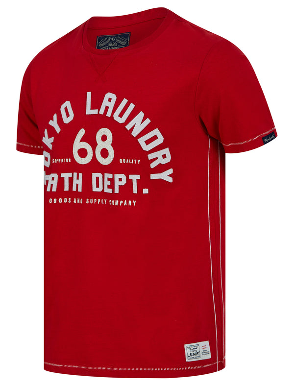 Hamberts 2 Felt Applique Motif Cotton Jersey T-Shirt in Barados Cherry - Tokyo Laundry