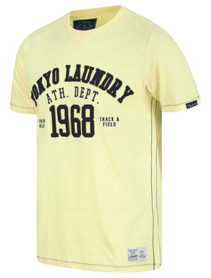 Larkers Motif Cotton Jersey T-Shirt in Pastel Yellow - Tokyo Laundry