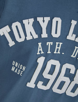 Larkers Motif Cotton Jersey T-Shirt in Vintage Indigo - Tokyo Laundry