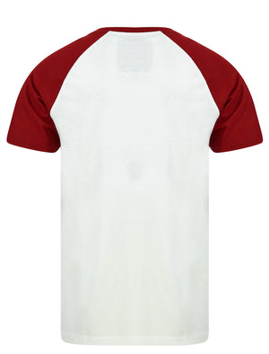 Raggo Tee Raglan Sleeve T-Shirt in Red Dahlia / Snow White - Tokyo Laundry