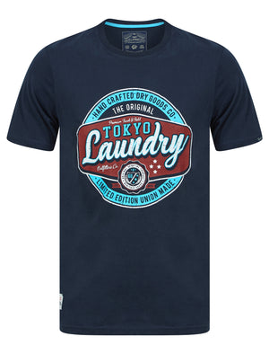Optics Tee Motif Cotton Jersey T-Shirt in Sky Captain Navy - Tokyo Laundry