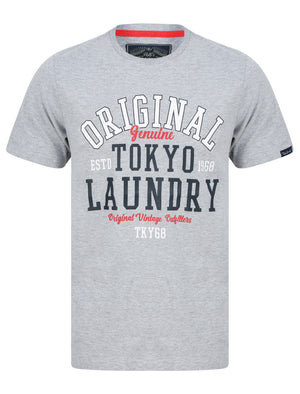 Dischord Motif Cotton Jersey T-Shirt in Light Grey Marl - Tokyo Laundry