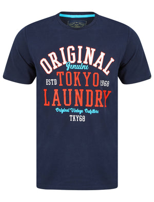 Dischord Motif Cotton Jersey T-Shirt in Sky Captain Navy - Tokyo Laundry