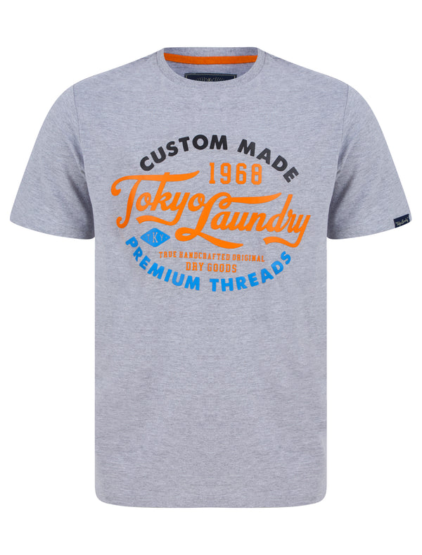Bluesy Tee Motif Cotton Jersey T-Shirt in Light Grey Marl - Tokyo Laundry