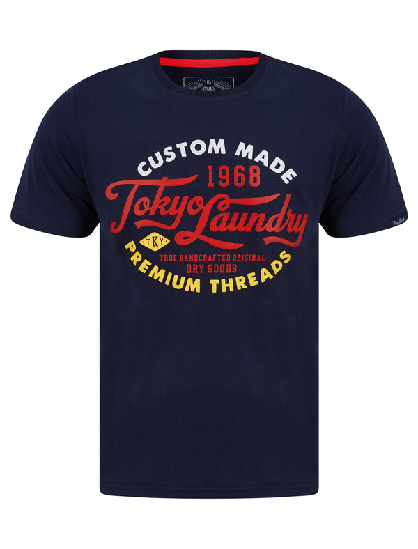 Bluesy Tee Motif Cotton Jersey T-Shirt in Sky Captain Navy - Tokyo Laundry