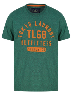 Masking Motif Cotton Jersey Grindle T-Shirt in Green - Tokyo Laundry